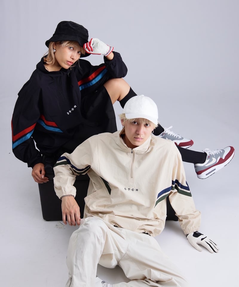 ANTIQUAGOLF×STCH】Line design Pullover-beige |