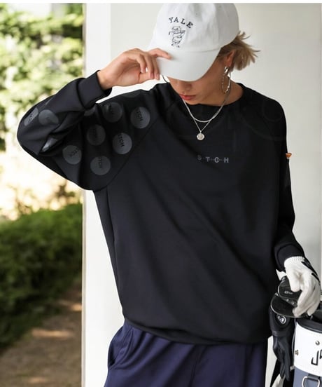 【ANTIQUAGOLF×STCH】UNISEX（ユニセックス）dot design tops-black