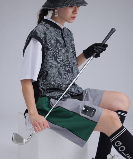 【 ANTIQUAGOLF×STCH 】paisley pattern vest-black