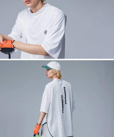 【ANTIQUAGOLF×STCH】UNISEX（ユニセックス）piping mock neck-white