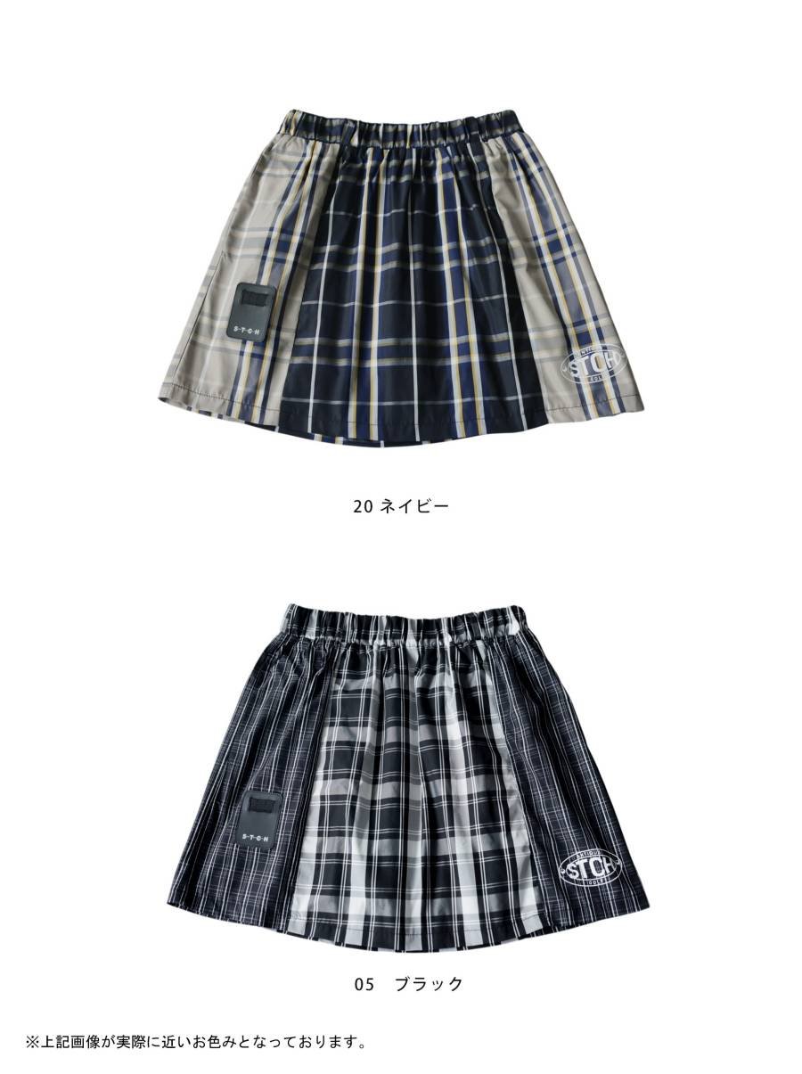 ANTIQUAGOLF×STCH】 Check Logo Skirt-black | 【公式