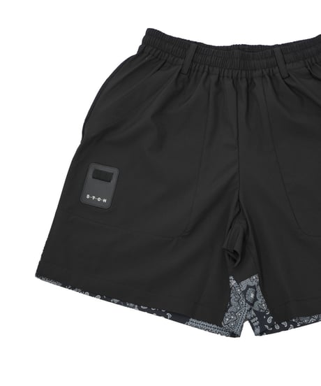 【ANTIQUAGOLF×STCH】UNISEX(ユニセックス)paisley switching halfpants-black