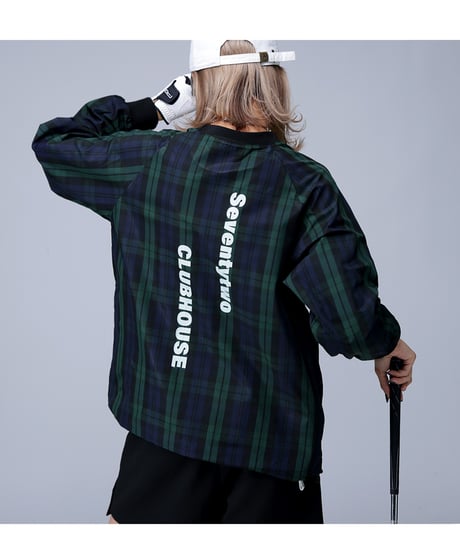【ANTIQUAGOLF×STCH】UNISEX（ユニセックス）check logo pullover-blackwatch