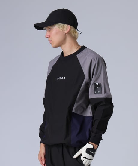 【ANTIQUAGOLF×STCH】Color Block Pullover-black