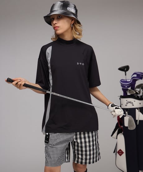 【 ANTIQUAGOLF×STCH 】Asymmetry Logo Tops-black