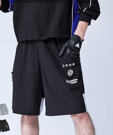 【ANTIQUAGOLF×STCH】UNISEX(ユニセックス)logo halfpants-black