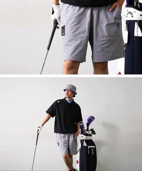 【ANTIQUAGOLF×STCH】UNISEX（ユニセックス）logo half pants-gray