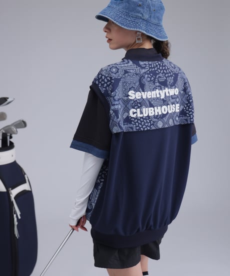 【 ANTIQUAGOLF×STCH 】paisley pattern vest-NAVY