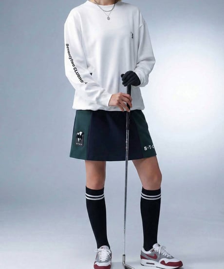 【ANTIQUA GOLF×STCH】LADIES（レディース）Colorblock Half Skirt-navy