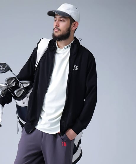 【ANTIQUAGOLF×STCH】UNISEX(ユニセックス)zip hoodie-black