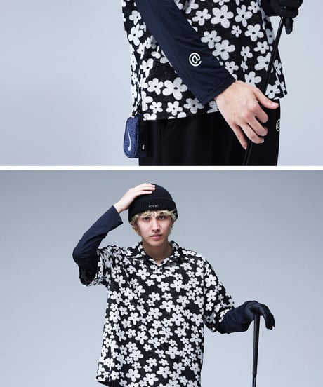 【ANTIQUAGOLF×STCH】UNISEX（ユニセックス）接触冷感×UVカット longsleeve under shirt-black