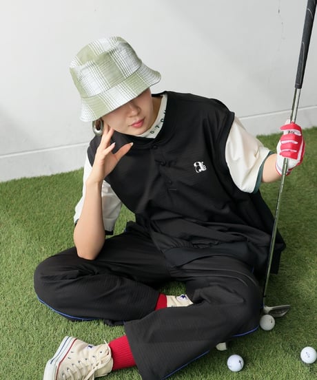 【ANTIQUAGOLF×STCH】UNISEX(ユニセックス) check bucket hat-khaki