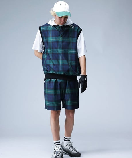 【ANTIQUAGOLF×STCH】UNISEX（ユニセックス）check half pants-green