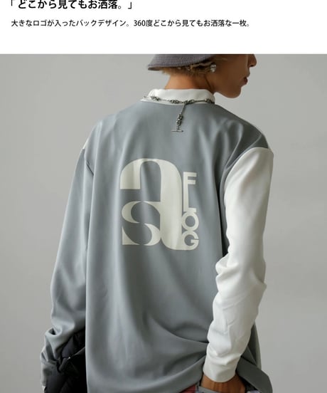 【ANTIQUAGOLF×STCH】UNISEX（ユニセックス）mock neck back logo Tshirt-white×lightgray