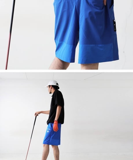【ANTIQUAGOLF×STCH】UNISEX（ユニセックス）logo half pants-blue