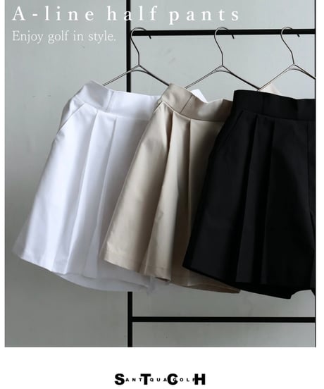 【ANTIQUAGOLF×STCH】LADIES（レディース）A-line half pants white