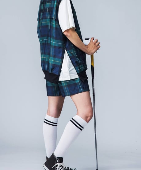 【ANTIQUAGOLF×STCH】UNISEX（ユニセックス）check logo vest-green