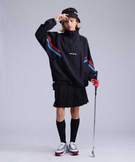 【ANTIQUAGOLF×STCH】 Line design Pullover-black
