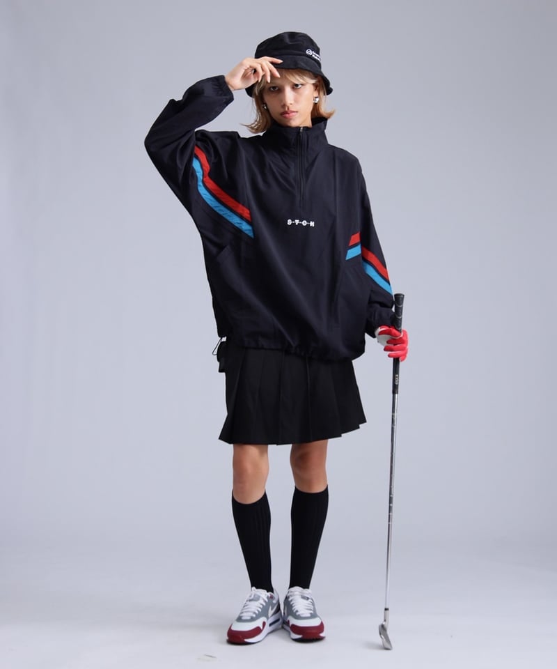 ANTIQUAGOLF×STCH】 Line design Pullover-black |