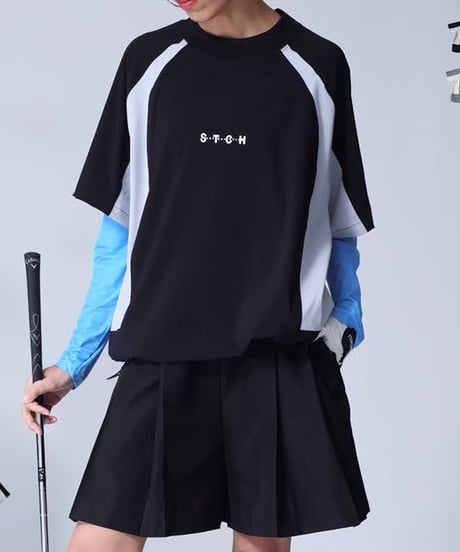 【ANTIQUAGOLF×STCH】UNISEX(ユニセックス)colored tech halfsleeve-black