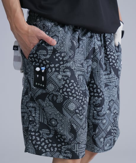 【 ANTIQUAGOLF×STCH 】paisley half pants-black