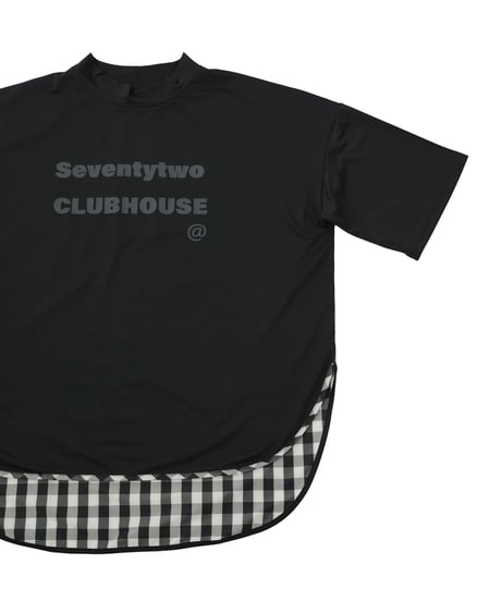 【ANTIQUAGOLF×STCH】UNISEX(ユニセックス)check pattern switching tops-black