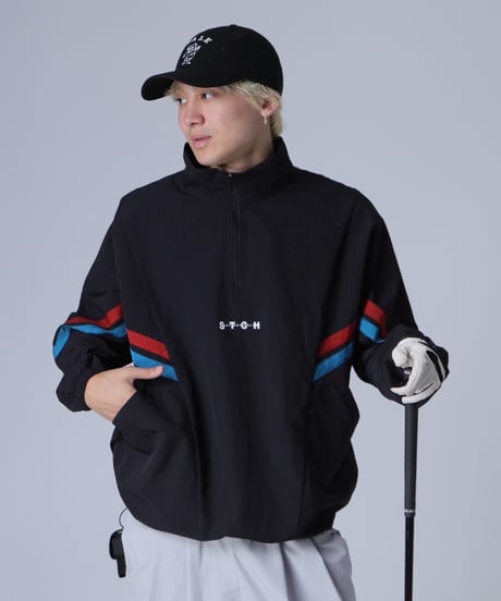 【ANTIQUAGOLF×STCH】 Line design Pullover-black