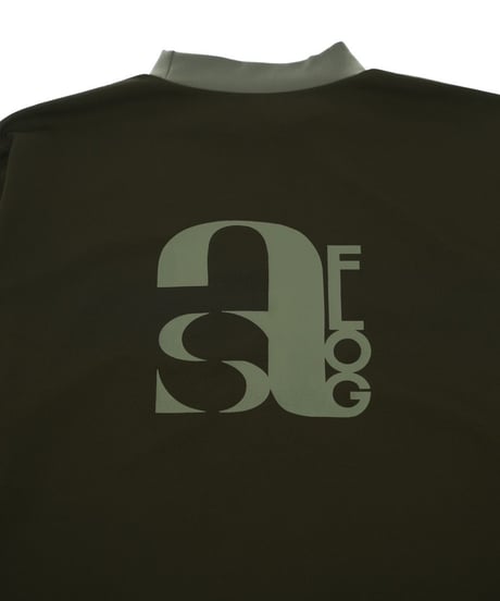 【ANTIQUAGOLF×STCH】UNISEX（ユニセックス）mock neck back logo Tshirt-khaki×khaki