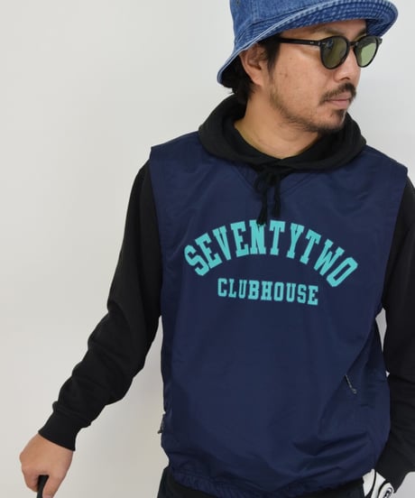 STCH 【college logo nylon vest-navy】
