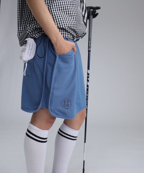 【 ANTIQUAGOLF×STCH 】coloorblock logo skirt-blue