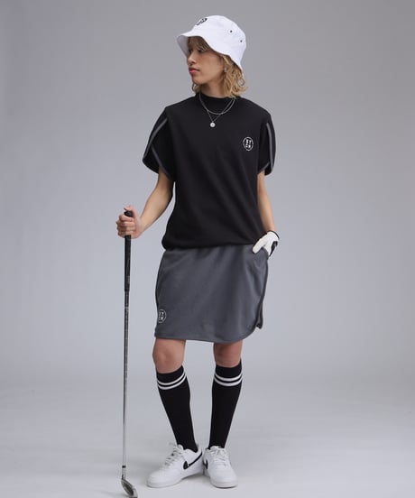 【 ANTIQUAGOLF×STCH 】petal sleeve tops-black