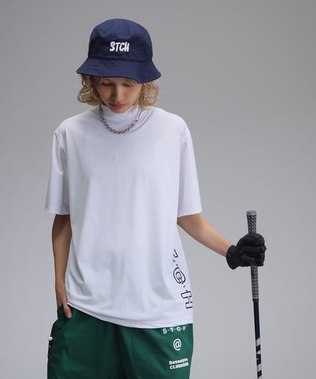 【ANTIQUAGOLF×STCH】UNISEX(ユニセックス)side logo mockneck tops-white