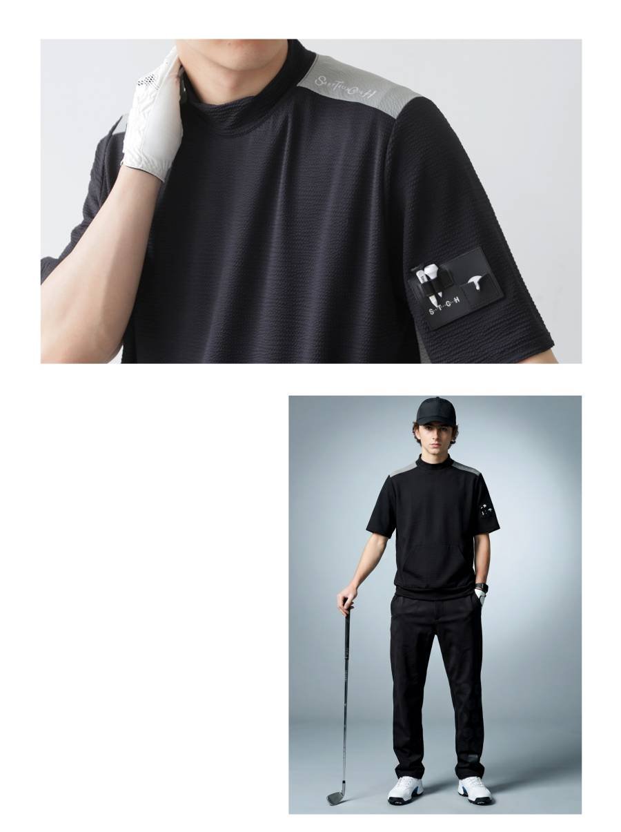 ANTIQUA GOLF×STCH】Mock Neck Tops-black | 【公式】S