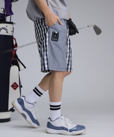 【ANTIQUAGOLF×STCH】UNISEX(ユニセックス)check half pants-navy