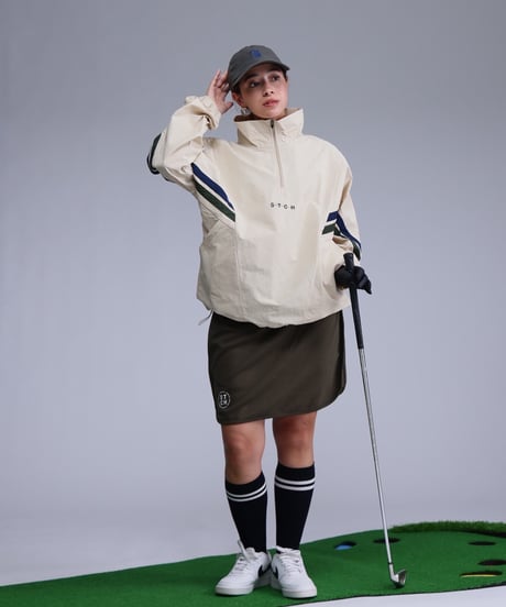 【ANTIQUAGOLF×STCH】Line design Pullover-beige