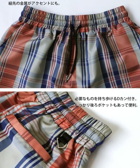 【ANTIQUAGOLF×STCH】UNISEX（ユニセックス）check half pants-red