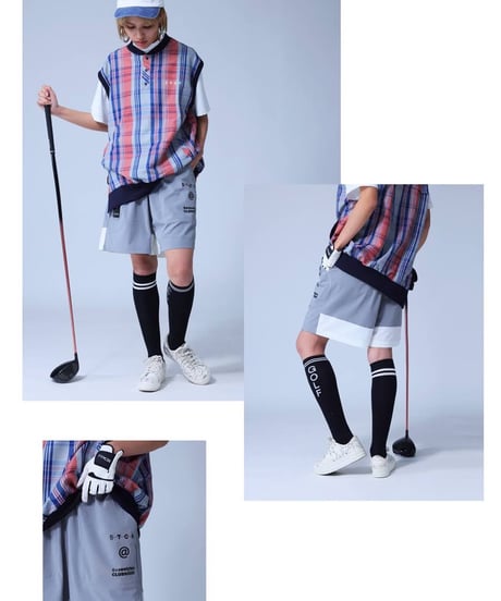 【ANTIQUAGOLF×STCH】UNISEX(ユニセックス)logo halfpants-gray