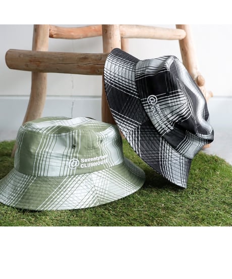 【ANTIQUAGOLF×STCH】UNISEX(ユニセックス) check bucket hat-black