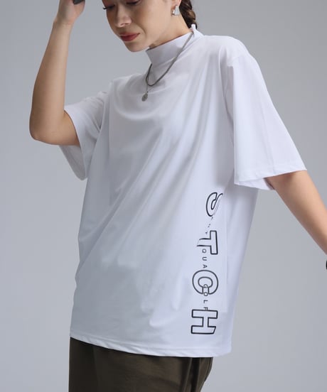 【ANTIQUAGOLF×STCH】UNISEX(ユニセックス)side logo mockneck tops-white