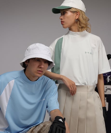 【 ANTIQUAGOLF×STCH 】Asymmetry Logo Tops-light blue
