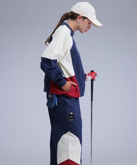 【ANTIQUAGOLF×STCH】Color Block Pullover-navy