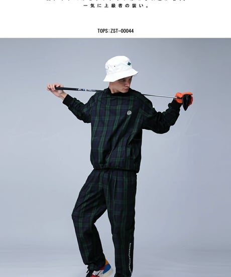【ANTIQUAGOLF×STCH】UNISEX（ユニセックス）check logo pants-blackwatch