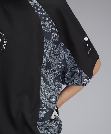 【ANTIQUAGOLF×STCH】UNISEX(ユニセックス)paisley×logo tops-black