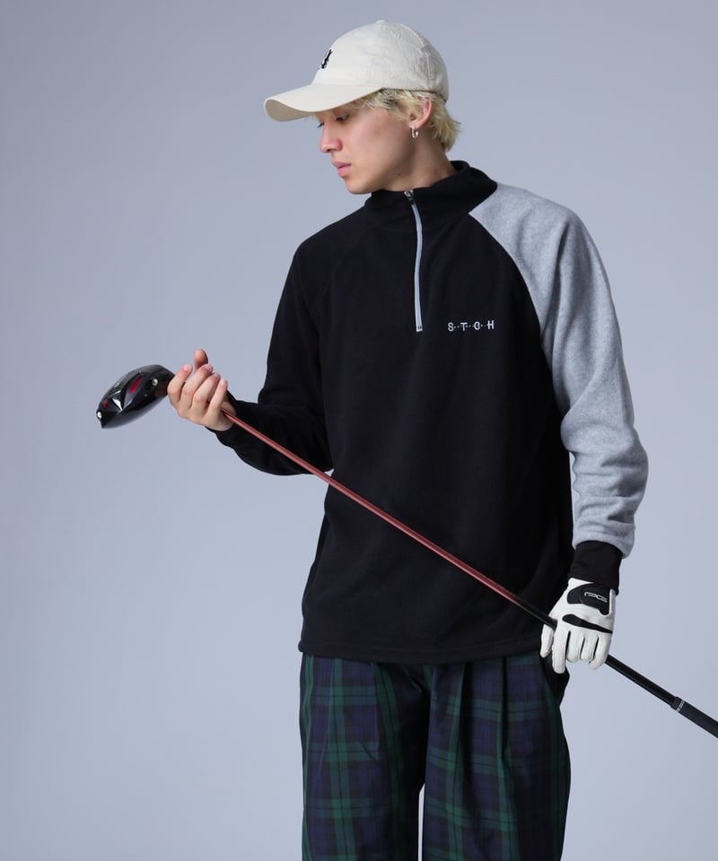 【ANTIQUAGOLF×STCH】check logo pullover ANTIQUAGOLF×STCH】Color Block Fleece Pullover-b