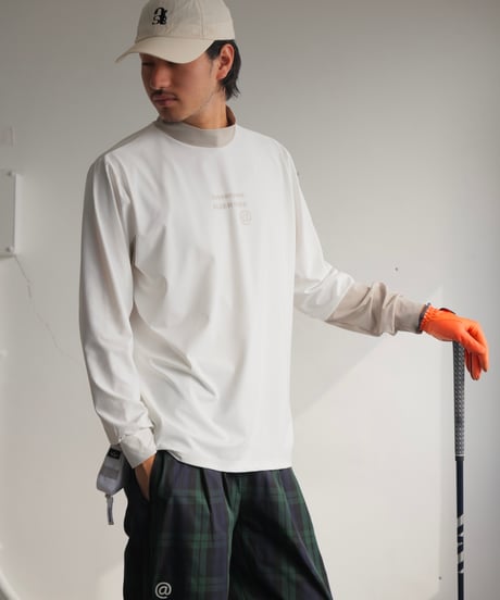 【 ANTIQUAGOLF×STCH 】rib color scheme tops-white×ecru