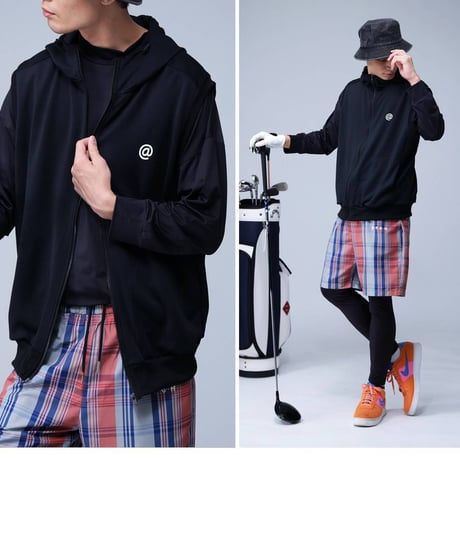 【ANTIQUAGOLF×STCH】UNISEX（ユニセックス）hoody logo vest-black