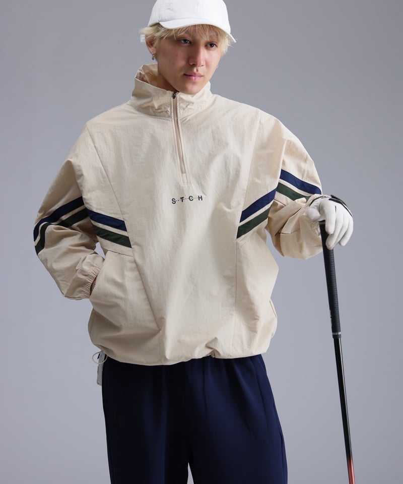 ANTIQUAGOLF×STCH】Line design Pullover-beige |