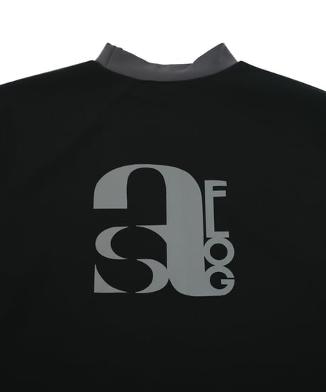 【ANTIQUAGOLF×STCH】UNISEX（ユニセックス）mock neck back logo Tshirt-gray×black