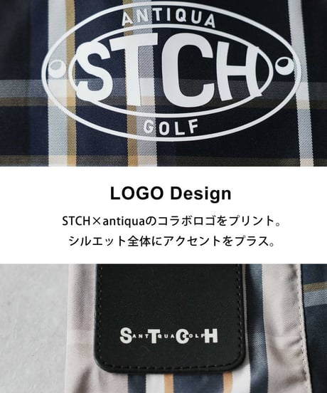 【ANTIQUAGOLF×STCH】 Check Logo Pants-black