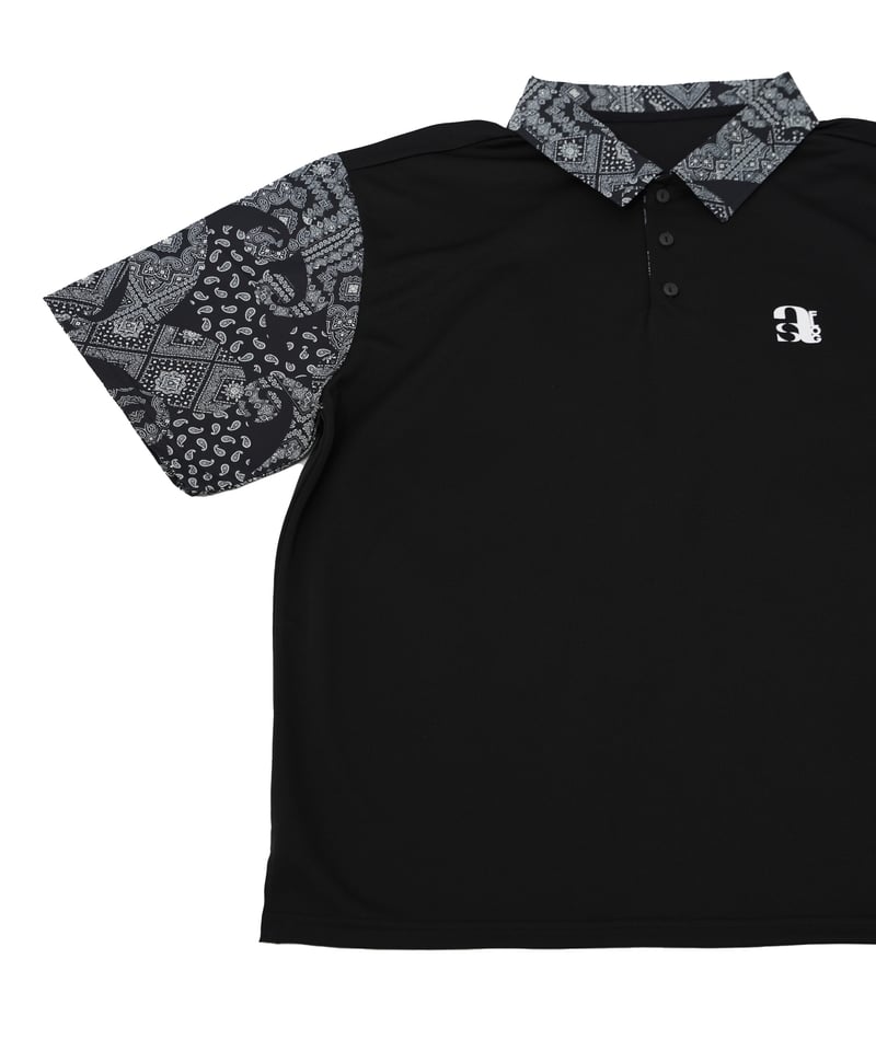 ANTIQUAGOLF×STCH 】paisley pattern polo-black 